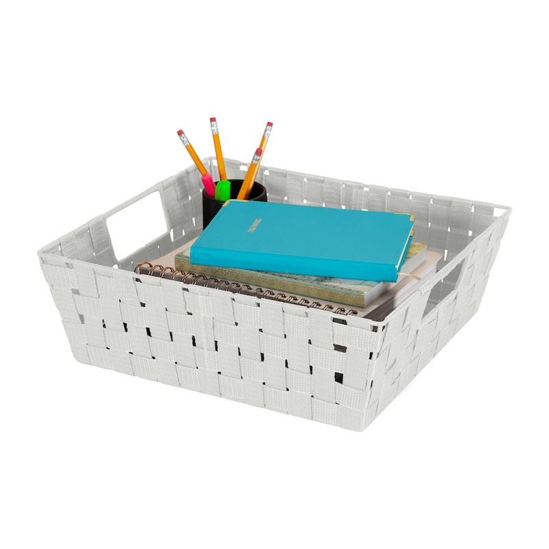 Simplify Large Woven Storage Shelf Bin in Grey - 13"x15"x5"