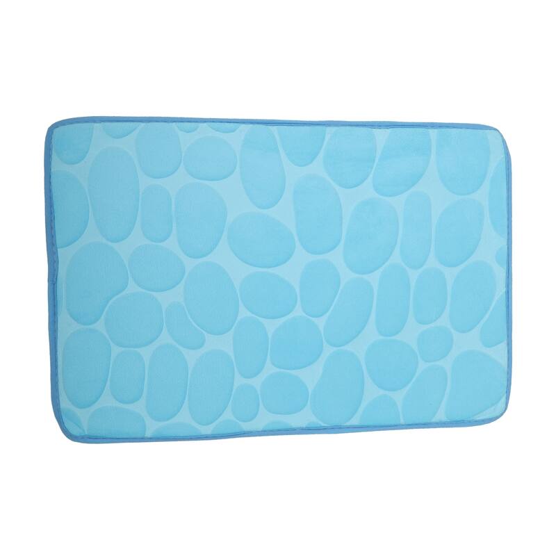 Cobblestone Pattern Bathroom Rugs, Polyester Bath Mat, Machine Washable Blue 60x40cm