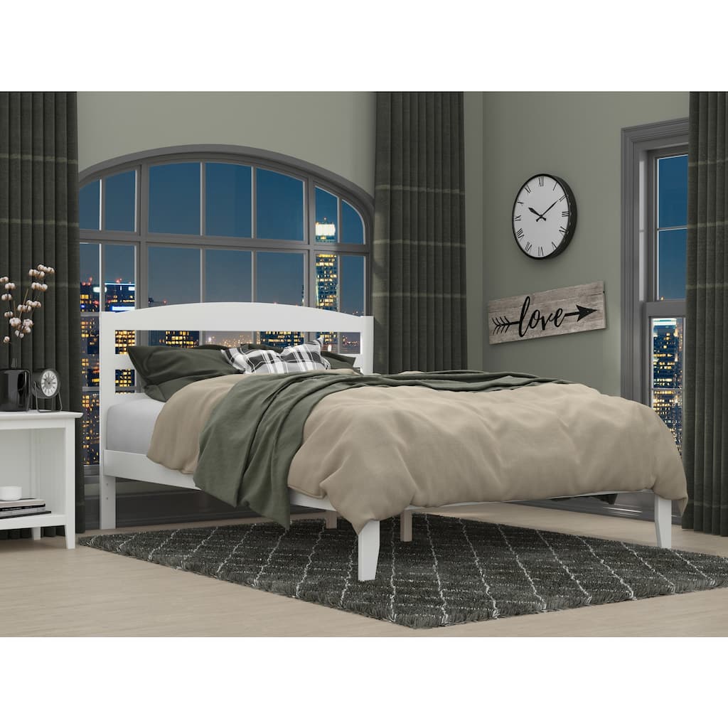 Queen Size Bed - Victorian Style Platform Bed, White Finish, Durable & Modern Bedroom Furniture