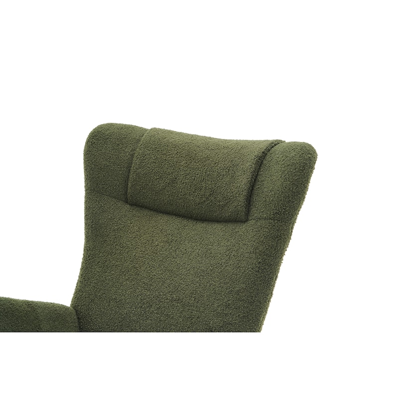 Solid Wood Legs Reading Chair with Teddy Fabric Upholstered