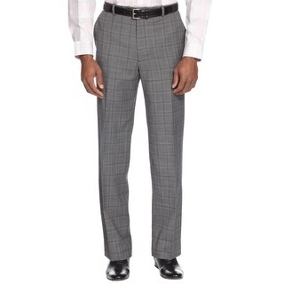 pants dress plaid glen mens gray alfani slim flat stretch