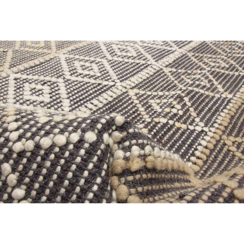 ECARPETGALLERY Braid weave Sienna Grey Wool Rug - 5'0 x 8'0