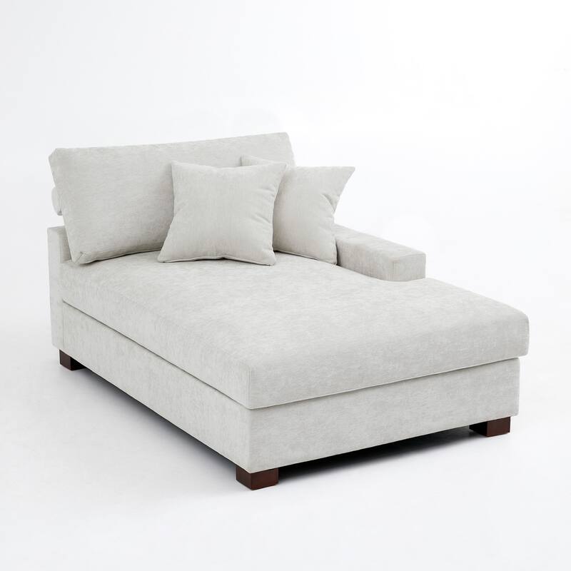 40.8"W Modern Chenille Upholstered Chaise Lounge with Pillow