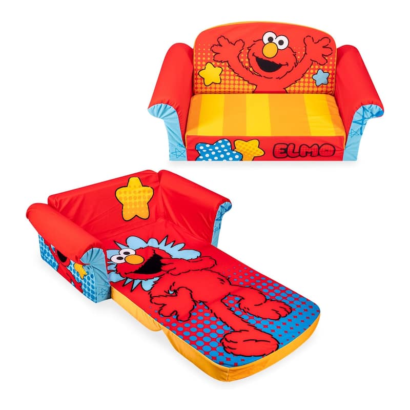 Marshmallow Furniture Kids 2-in-1 Flip Open Foam Compress Sofa Bed, Mickey Mouse - Red