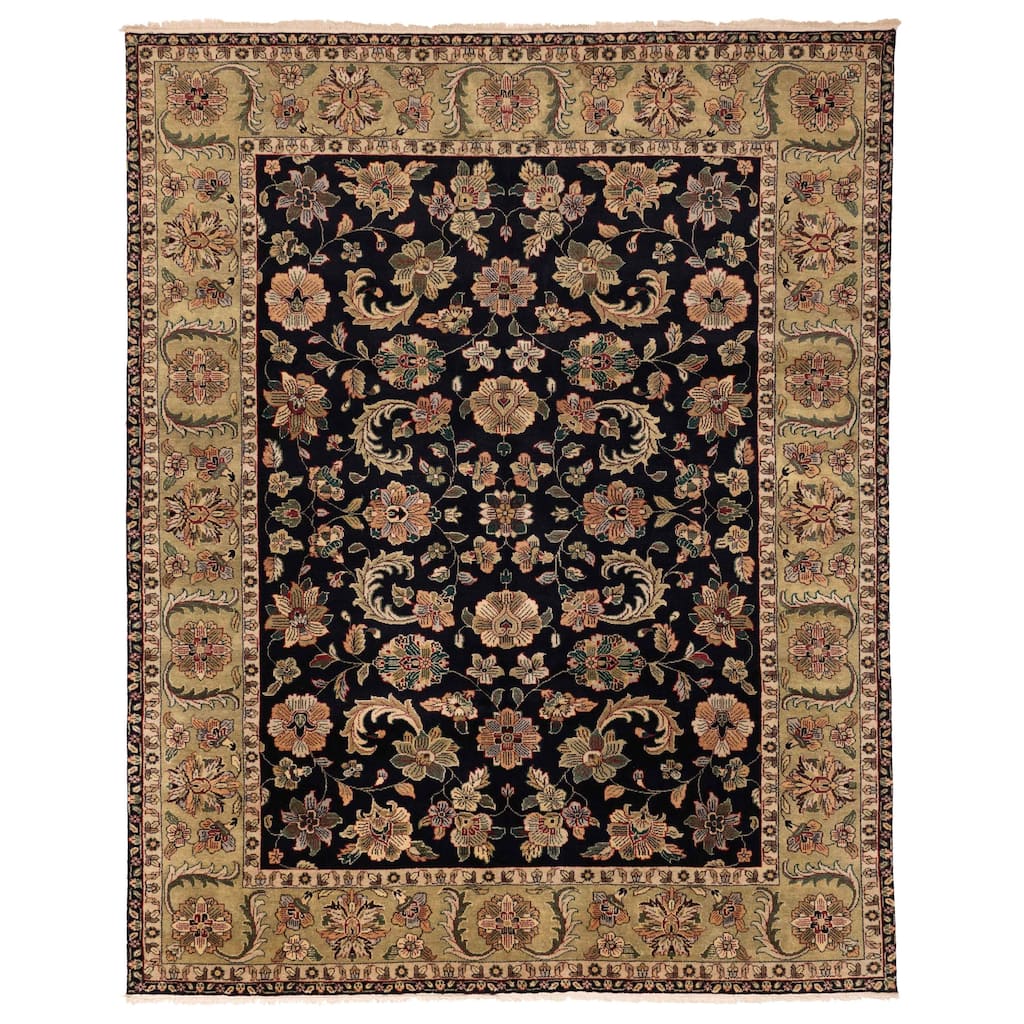 ECARPETGALLERY Hand-knotted Finest Agra Jaipur Black Wool Rug - 7'11 x 9'9