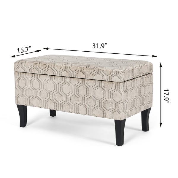 dimension image slide 2 of 4, Adeco Storage Ottoman Bench Fabric Patterned Rectangular Toy Chests