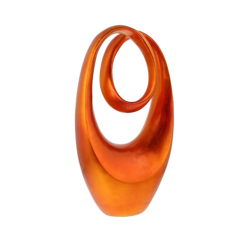 Artistic Polystone Swirl Abstract Sculpture - Orange or Red