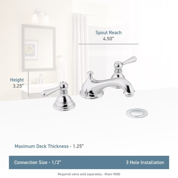 Moen T6105 Kingsley Two-Handle Widespread Bathroom Faucet Chrome