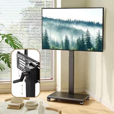 FITUEYES Rolling TV Stand with Stepless Lift for 32-75 Inch TVs, Swivel and Tilt, Hold up to 88 lbs