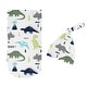 preview thumbnail 2 of 4, Mod Dino Collection Boy Baby Cocoon and Beanie Hat Sleep Sack - 2pc Set - Blue, Green and Grey Modern Dinosaur