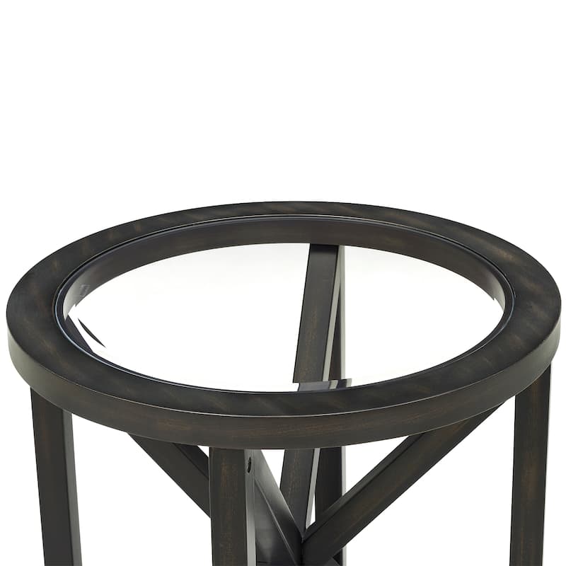 Modern Simple Glass Coffee Table, Tempered Glass Coffee Table Solid Wood Base Round Transparent Glass Top