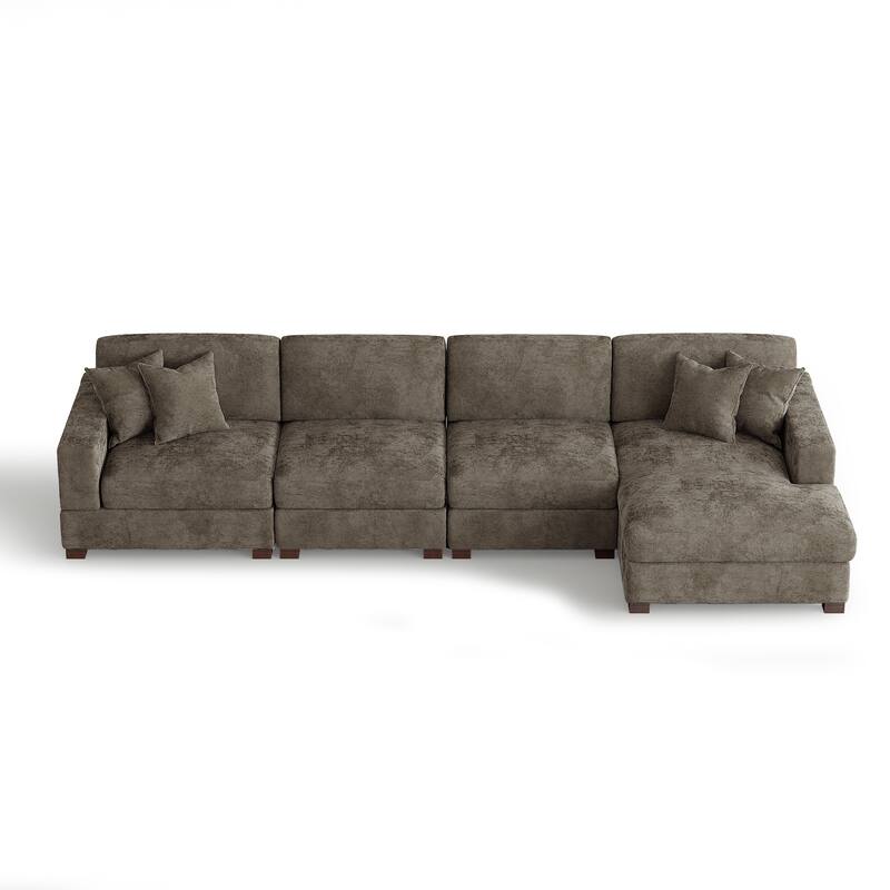 Oversized Modern Chenille L-shape Modular Sectional Sofa with Chaise