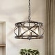 preview thumbnail 1 of 16, Modern Farmhouse 4-Light Drum Chandelier Wood Grain Lights for Dining Room - D15.5" x H76"