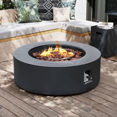 Patio Watcher Outdoor 42in. Iron Fire Pit Table with Propane Tank Cover