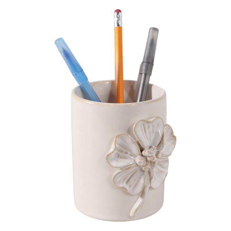 Ceramic Cute Pencil Cup Decorative Flower Office Desk Accessory