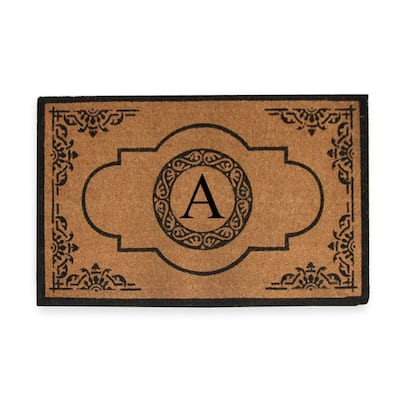 A1HC Natural Coir Hand-crafted Abrilina Monogrammed Double Doormat