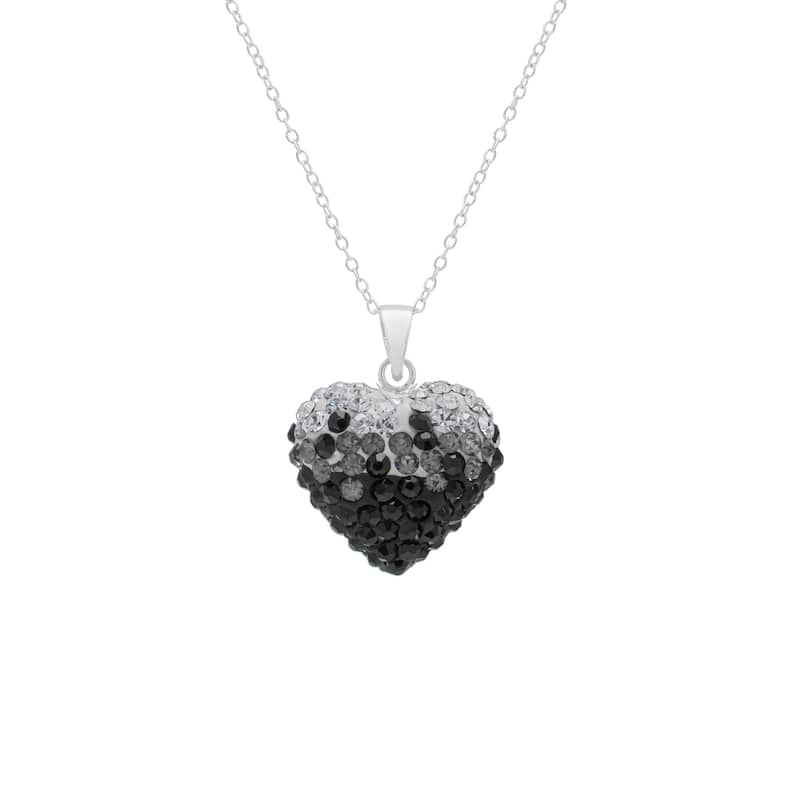 Victoria Townsend .925 Sterling Silver & Crystal Puffed Heart Necklace - Black