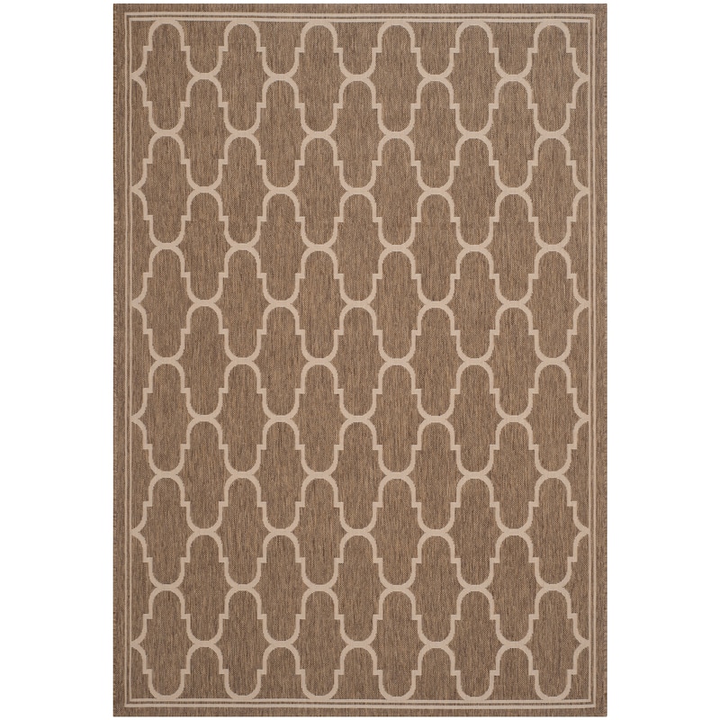 SAFAVIEH Courtyard Sufia Waterproof Trellis Backyard Patio Rug - 6'7" x 9'6" - Brown/Beige