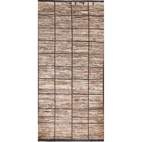 Checkered Gabbeh Kashkoli Oriental Runner Rug Hand-knotted Wool Carpet - 3'1" x 7'8"