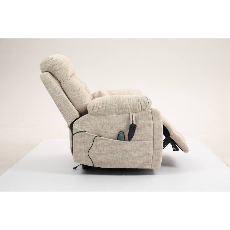 Power Lift Chair with Massage & Heat, Dual OKIN Motors Heavy Duty Recliner, Lounge Chair with Side Pockets & 2 Cup Holders