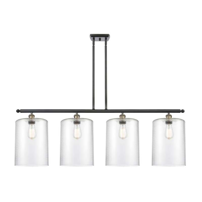 Innovations Lighting Cobbleskill - 4 Light 48" Island Light - Clear/Black Antique Brass