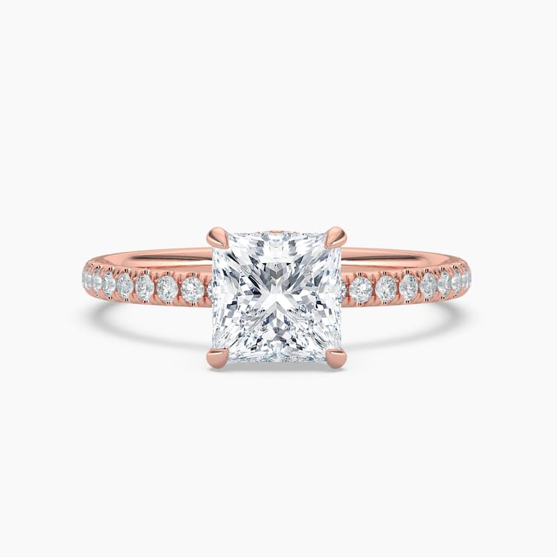 Auriya 14k Gold Princess Lab Grown Unique Loop Diamond Halo Engagement Ring 1.00 to 5.00 ct. tw. (F-G, VS) - 4 - 1.50 carats - Rose