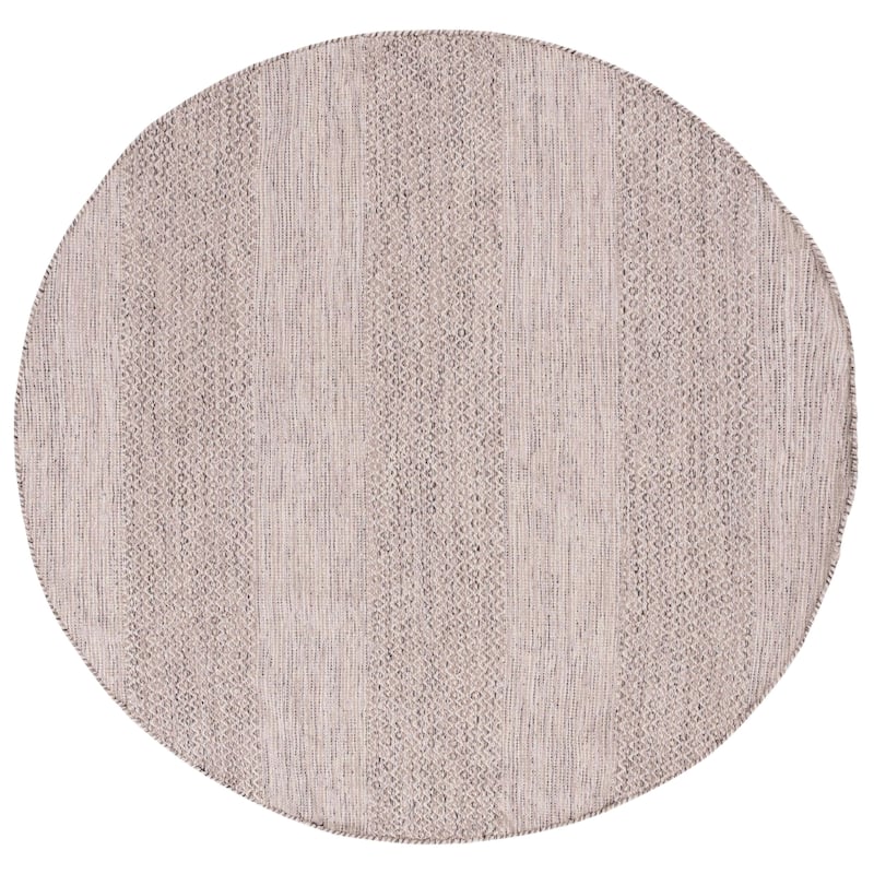 SAFAVIEH Handmade Montauk Alden Flatweave Cotton Fringe Rug - 8' Round - Ivory/Steel Grey