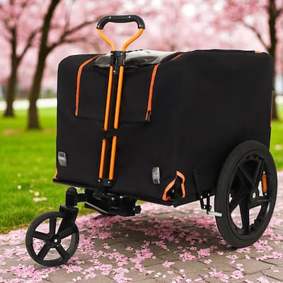 2-in-1 Bike Trailer & Hand-Pulled Pet Carrier - Foldable Dog/Cat Cart with Hitch, Safety Leash & All-Terrain Wheels