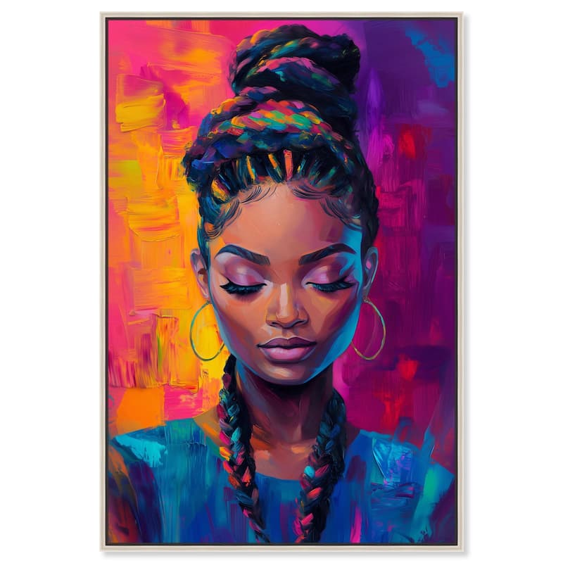 Bold Colorful Braids Canvas by Art Remedy - Silver - 36" x 54"