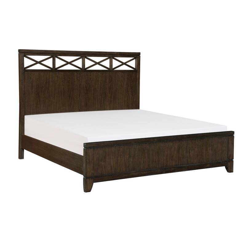 Contemporary Style Bed Dark Brown Finish