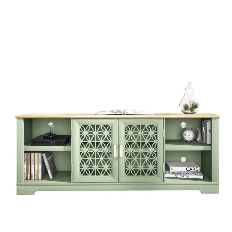 70 in. Rustic Decorative Floral Door TV Stand for up to 80" TVs