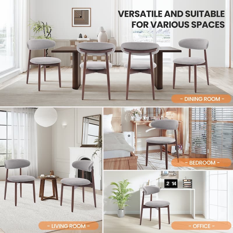 Modern Fabric Upholstered Kitchen Side Chairs, Farmhouse Dining Room Chair with Foot Pegs
