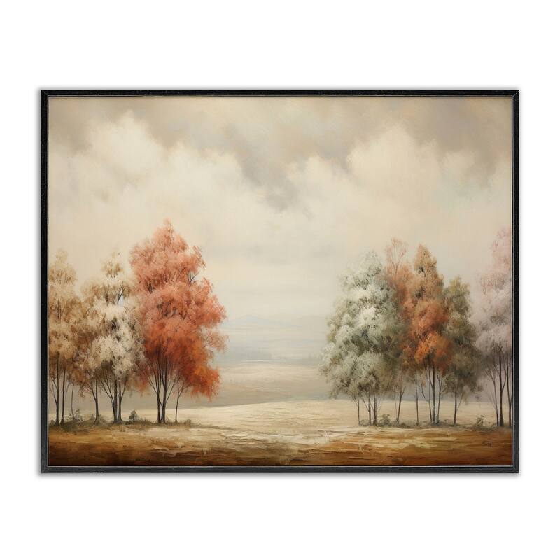 Stupell Muted Autumn Treeline Framed Giclee Art Design By Franklyn Gregory - 14 x 11 - Black