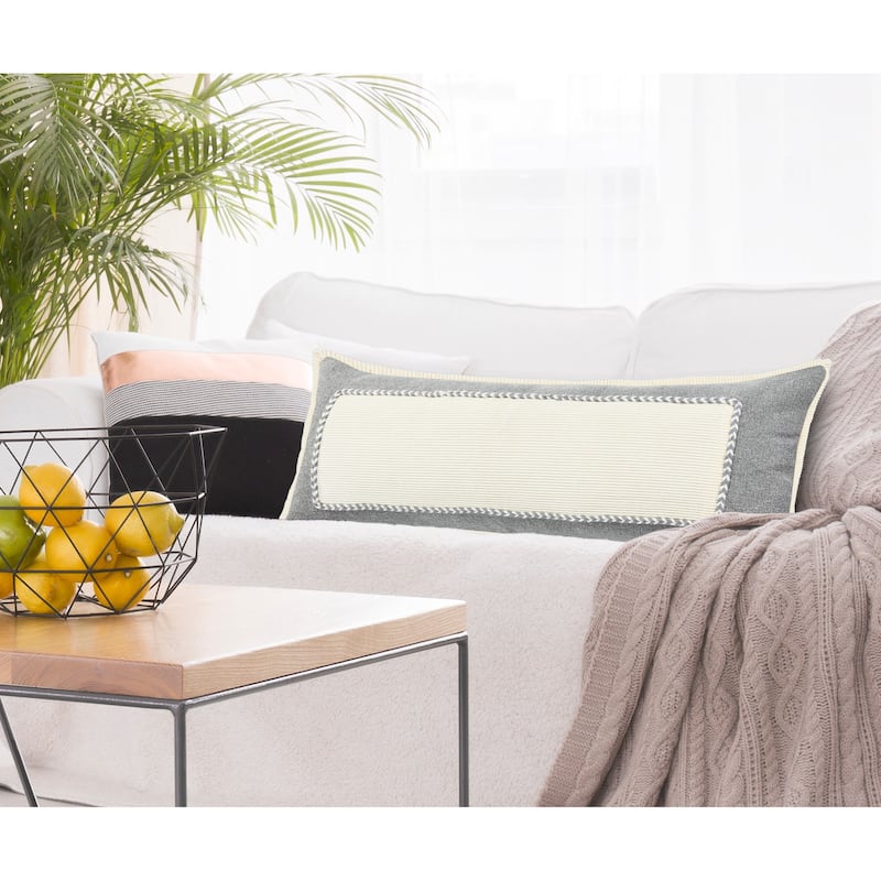 Sevita Neutral Gray Riviera Framed Throw Pillow