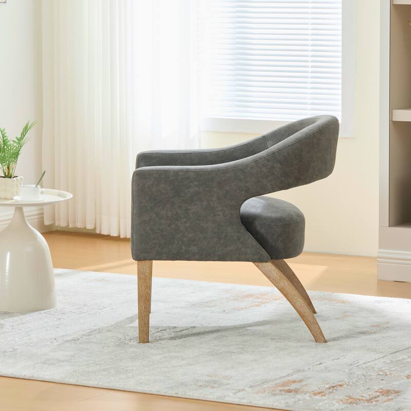 26.3"W PU Leather Accent Chair,Modern Armchair with Wood Legs