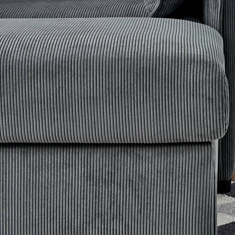 55"Oversized Chaise Lounge Chair with Ottoman and Storage, Upholstered Deep Seat Chaise Lounge with Pillows