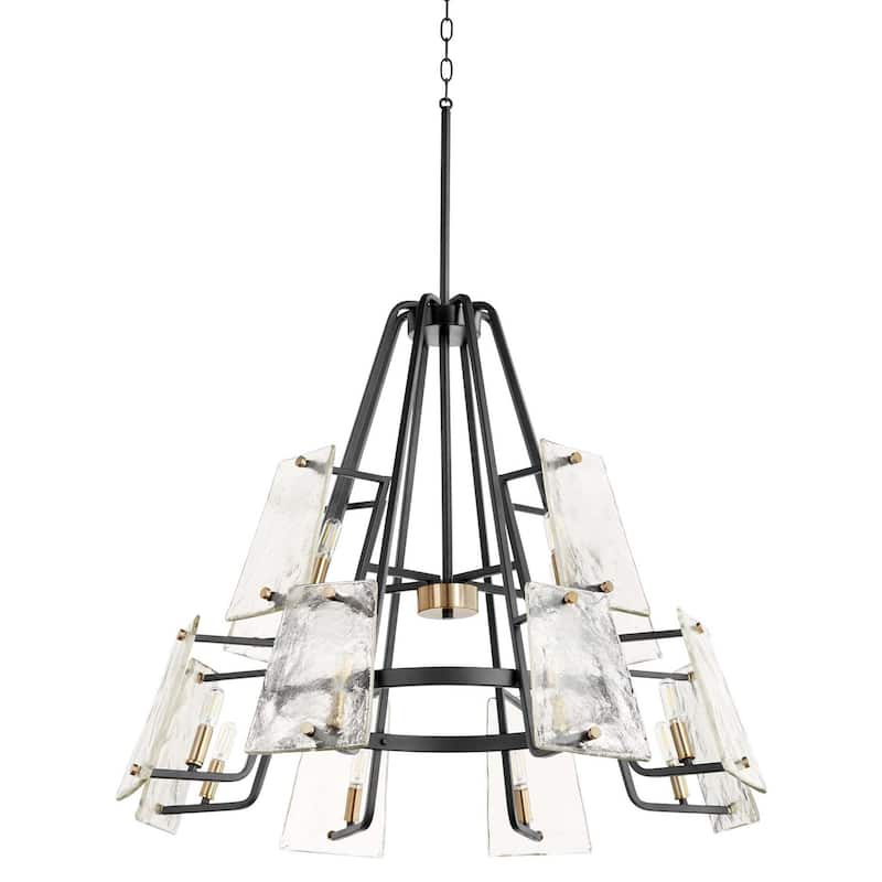 Quorum International 637-12 Tioga 12 Light 36" Wide Ring Chandelier - Textured Black / Aged Brass