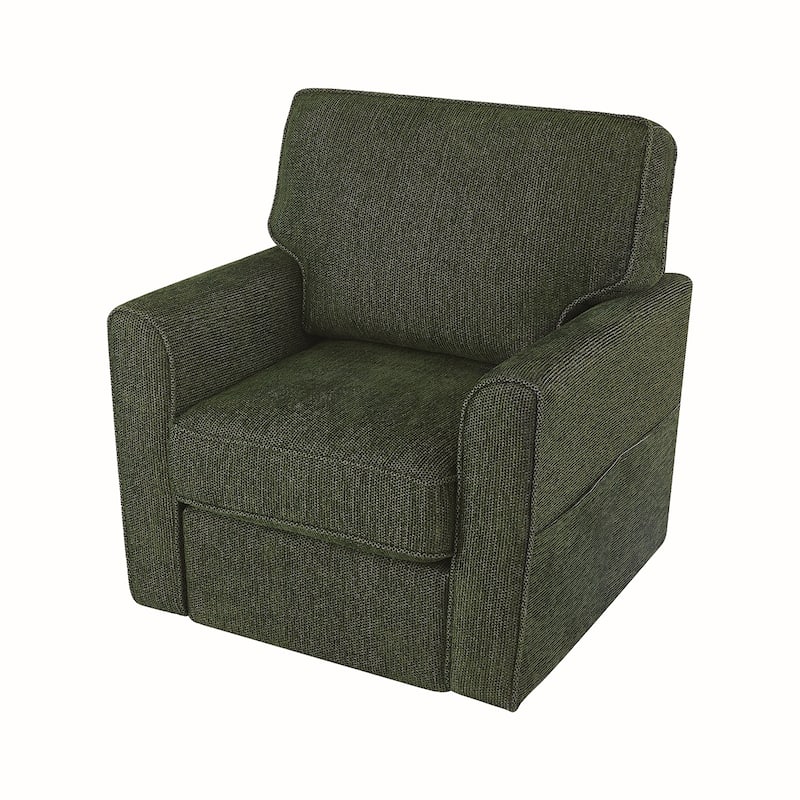 Chenille Swivel Barrel Armchair With Side Pockets