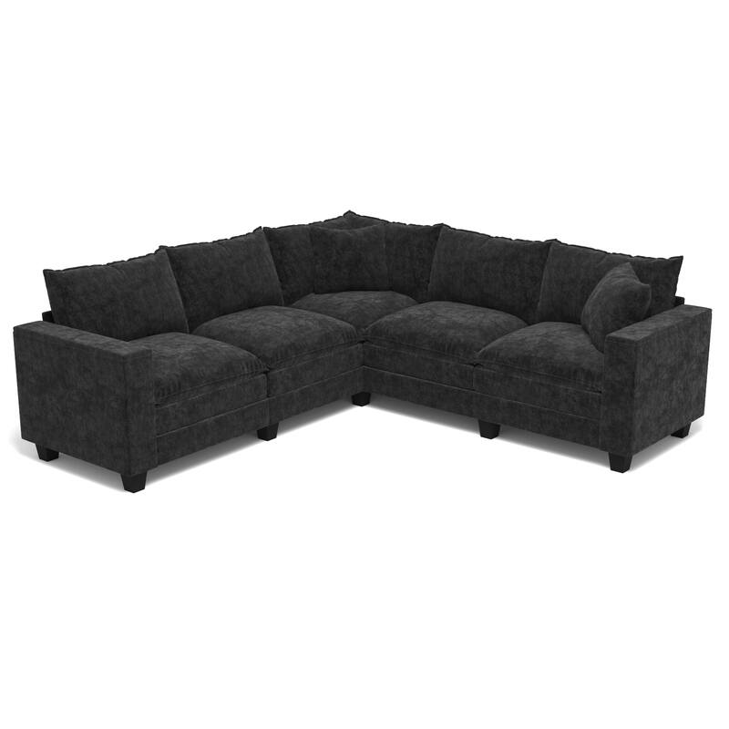 GDFStudio - Chenille L-Shaped 97" 5-Seater Sectional Sofa with Armrest Storage