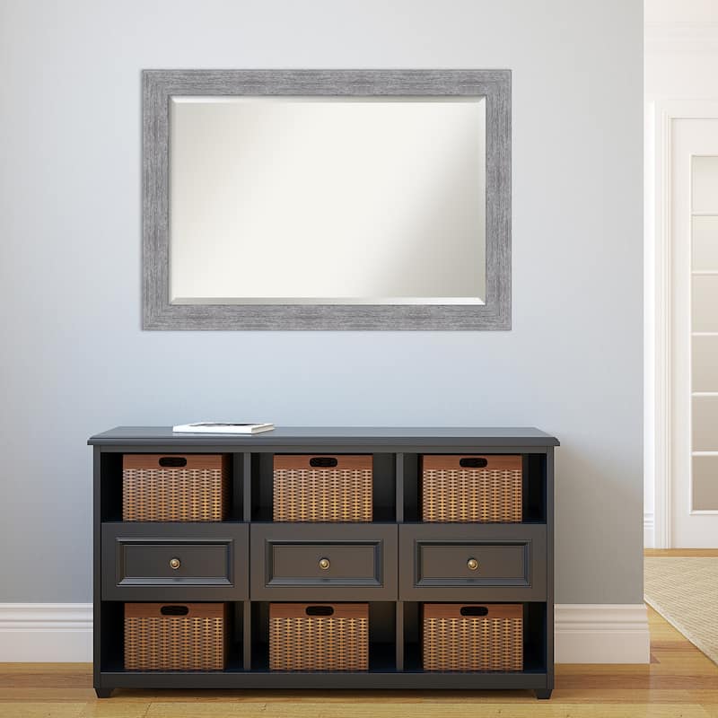 Beveled Wall Mirror - Bark Rustic Char Frame