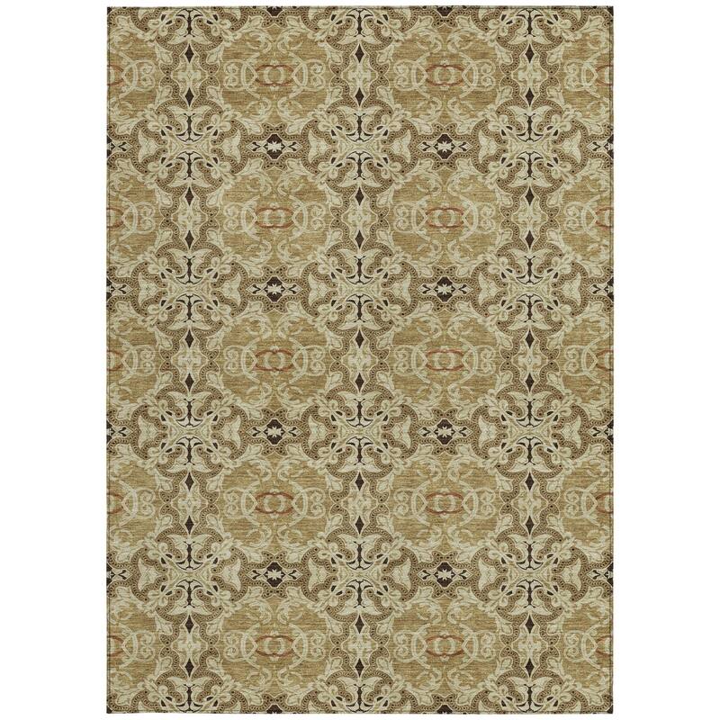 HomeRoots Medallion Transitional Rectangle Outdoor Rug
