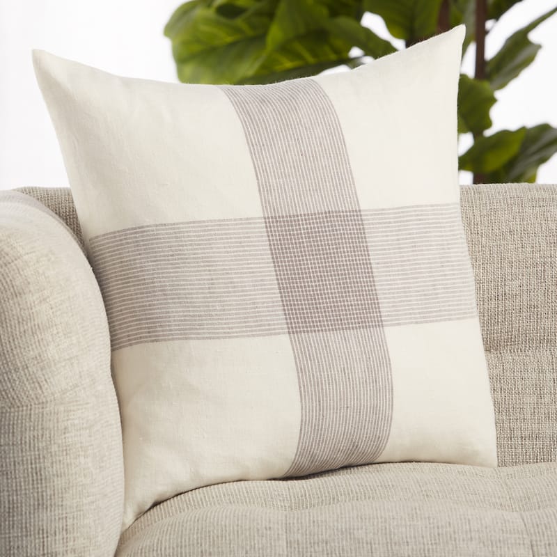 Pembroke White/ Gray Striped Throw Pillow
