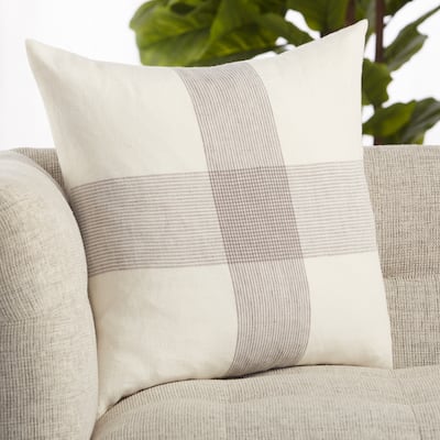 Pembroke White/ Gray Striped Throw Pillow