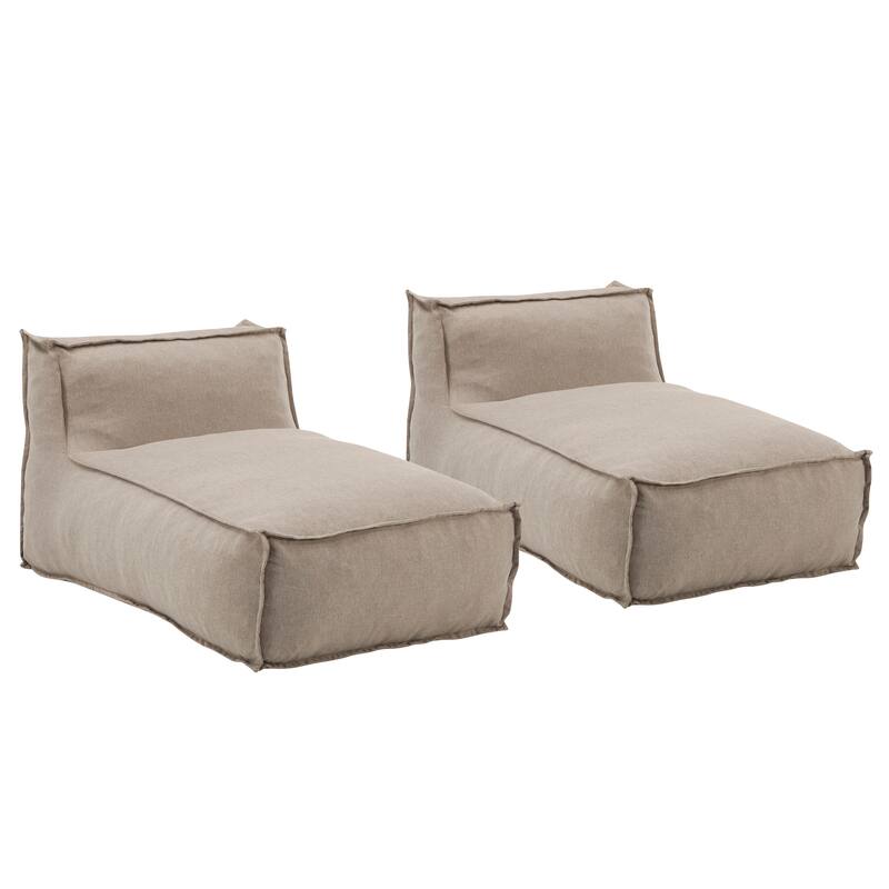 Roomfitters Ramona Outdoor Bean Bag Lounge Chair with Water Resistant Fabric, Beige - Beige (Set of 2)
