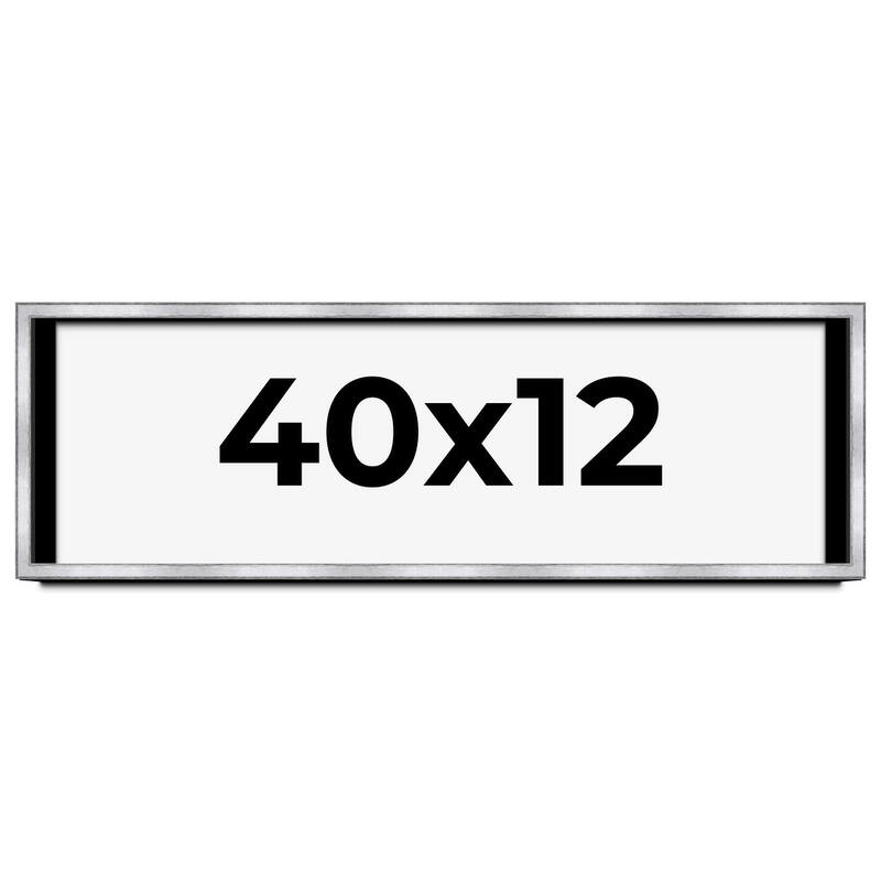 40x12 Shadow Box Frame Silver | 1.375 Inches Deep Real Wood