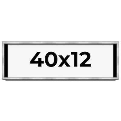 40x12 Shadow Box Frame Silver | 1.375 Inches Deep Real Wood
