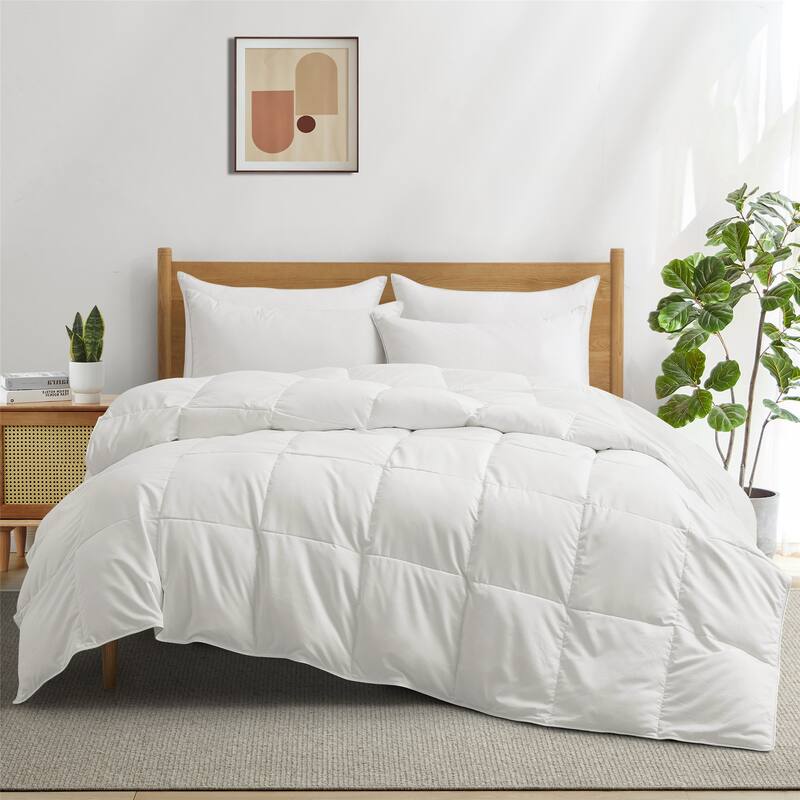 Premium Medium Weight & Lightweight White Goose Down Duvet Comforter - California King - Medium Weight/White