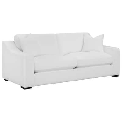 Ashlyn Transitional Upholstered Sloped Arm Sofa White