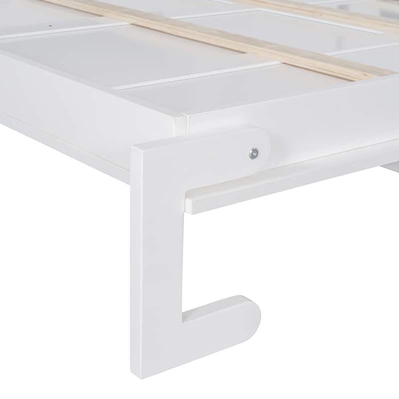 Full/Queen Size Horizontal Murphy Bed with Integrated Storage, Wood Wall Murphy Bed Frame with Closet, Drawers and Shelves