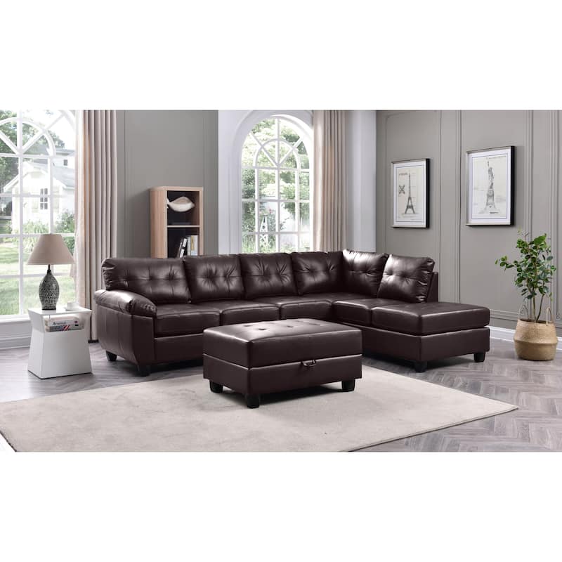Gallant Faux Leather Sectional Sofa - Cappuccino